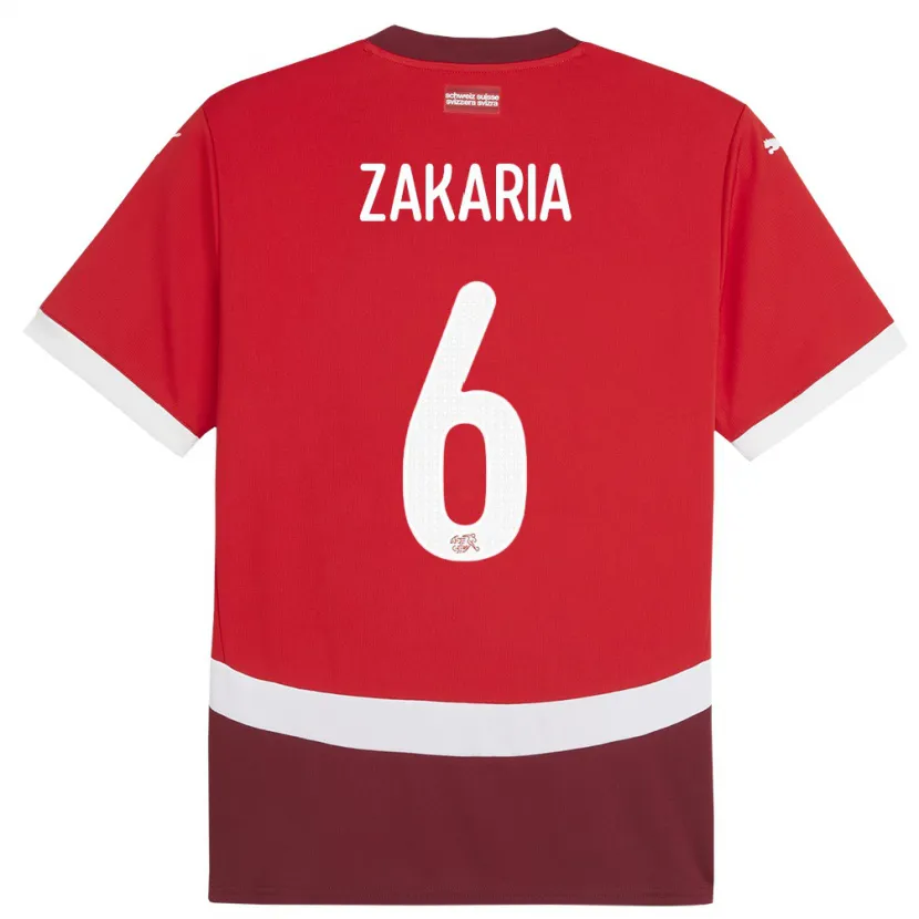 Danxen Enfant Maillot Suisse Denis Zakaria #6 Rouge Tenues Domicile 24-26 T-Shirt
