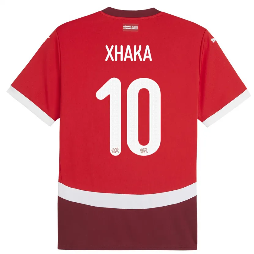 Danxen Enfant Maillot Suisse Granit Xhaka #10 Rouge Tenues Domicile 24-26 T-Shirt