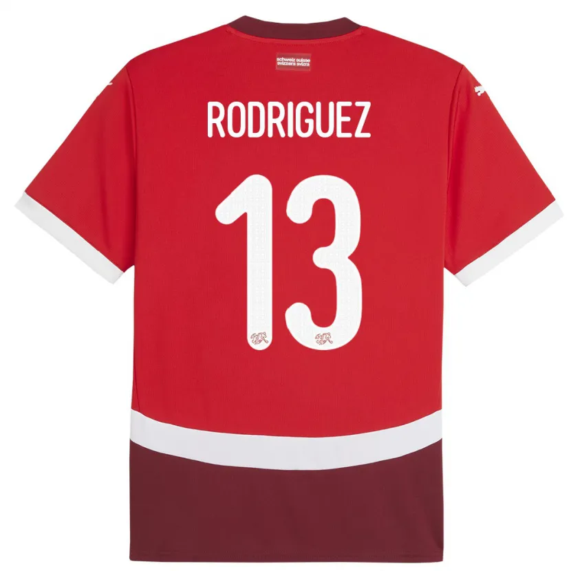 Danxen Enfant Maillot Suisse Ricardo Rodriguez #13 Rouge Tenues Domicile 24-26 T-Shirt