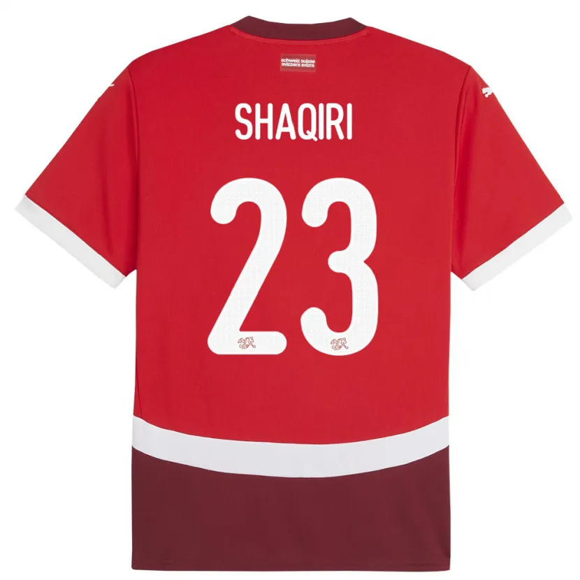 Danxen Enfant Maillot Suisse Xherdan Shaqiri #23 Rouge Tenues Domicile 24-26 T-Shirt