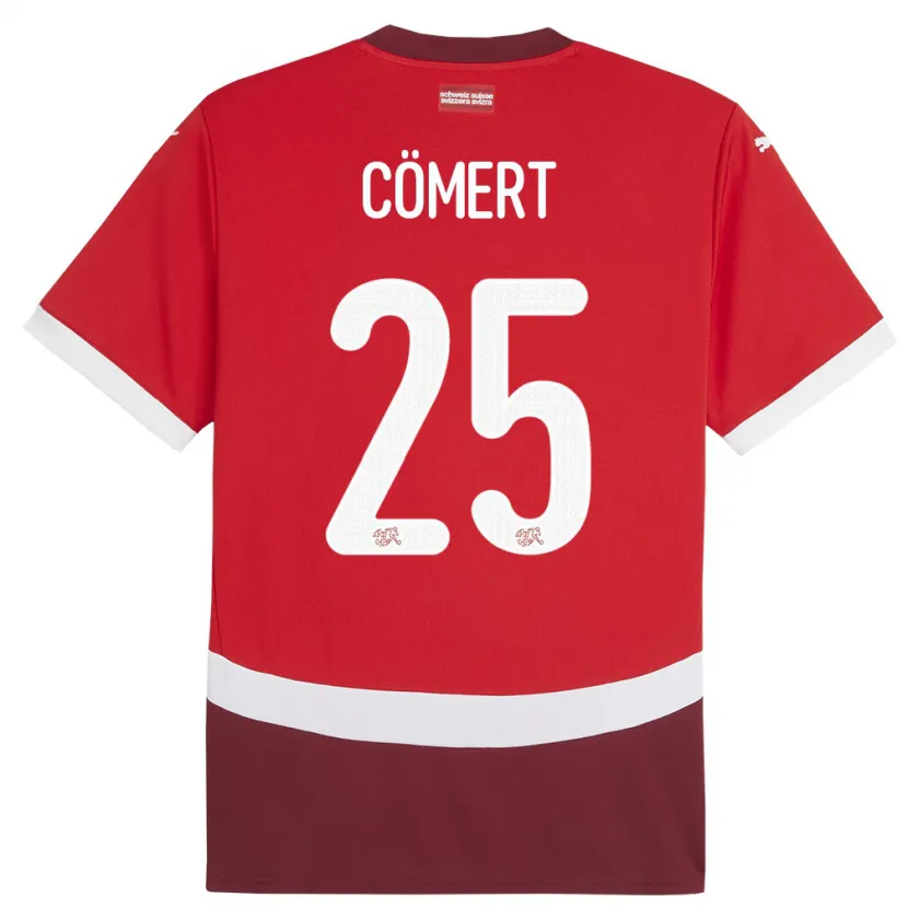 Danxen Enfant Maillot Suisse Eray Comert #25 Rouge Tenues Domicile 24-26 T-Shirt