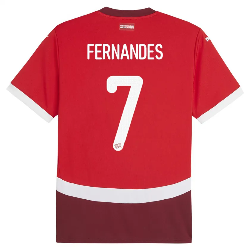 Danxen Enfant Maillot Suisse Ruben Fernandes #7 Rouge Tenues Domicile 24-26 T-Shirt