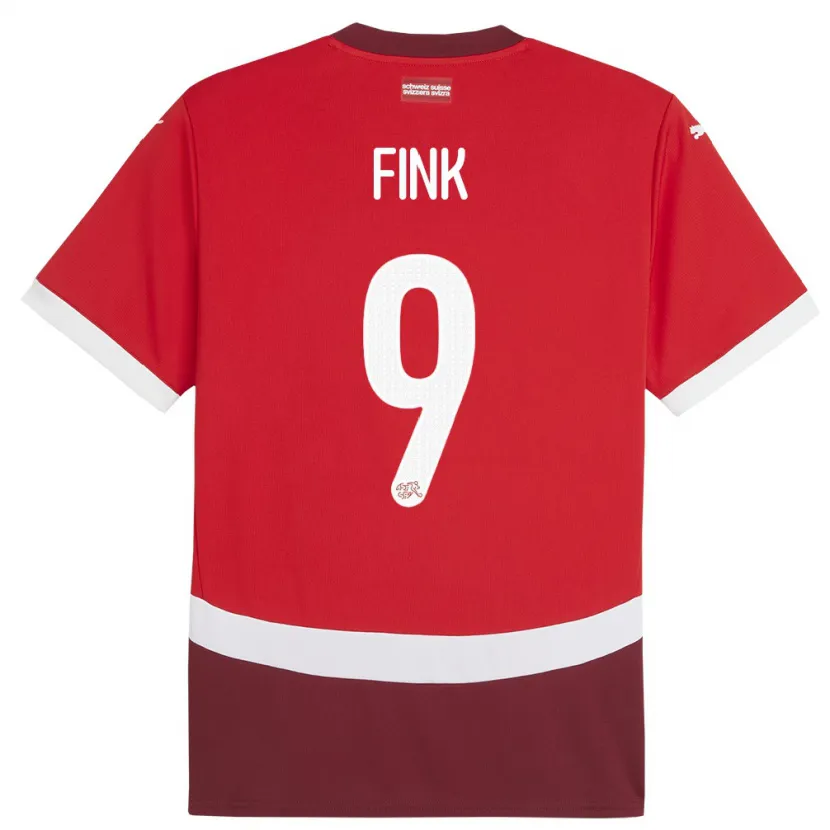 Danxen Enfant Maillot Suisse Bradley Fink #9 Rouge Tenues Domicile 24-26 T-Shirt