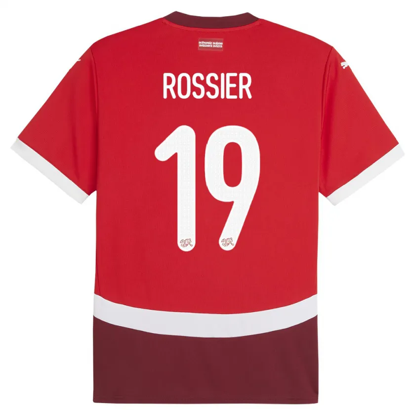 Danxen Enfant Maillot Suisse Evan Rossier #19 Rouge Tenues Domicile 24-26 T-Shirt