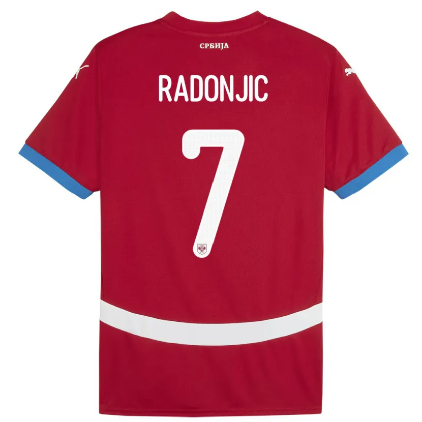 Danxen Enfant Maillot Serbie Nemanja Radonjic #7 Rouge Tenues Domicile 24-26 T-Shirt