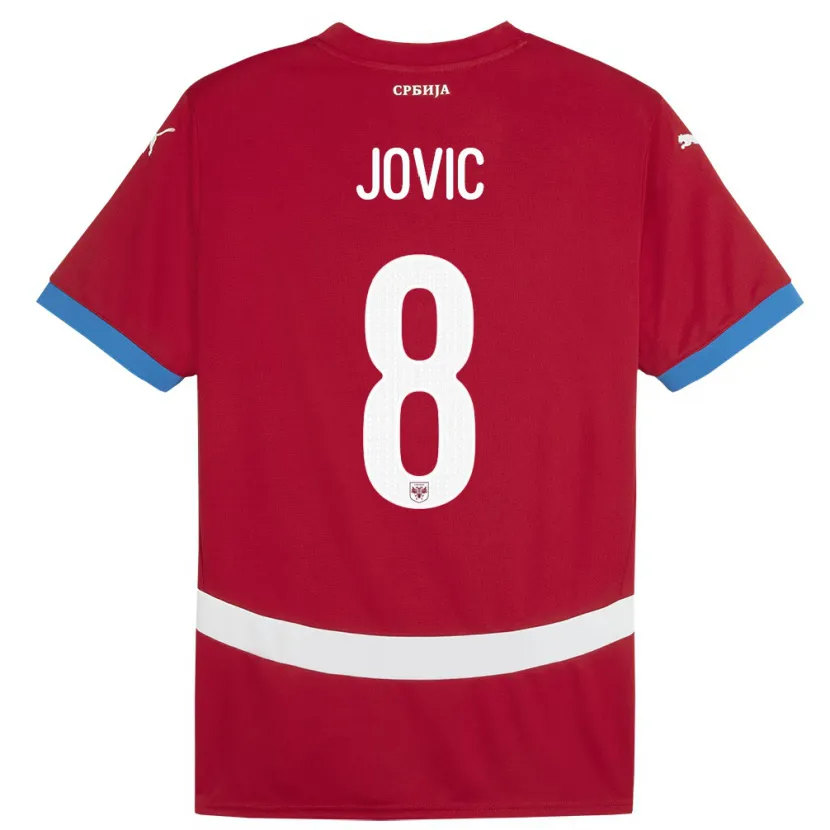 Danxen Enfant Maillot Serbie Luka Jovic #8 Rouge Tenues Domicile 24-26 T-Shirt