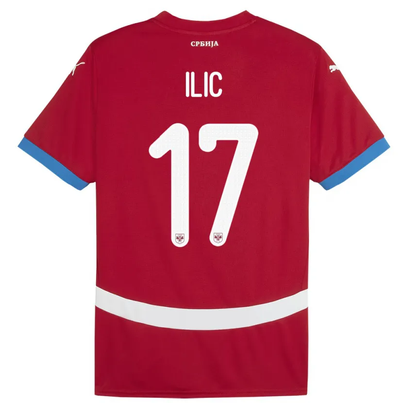 Danxen Enfant Maillot Serbie Ivan Ilic #17 Rouge Tenues Domicile 24-26 T-Shirt