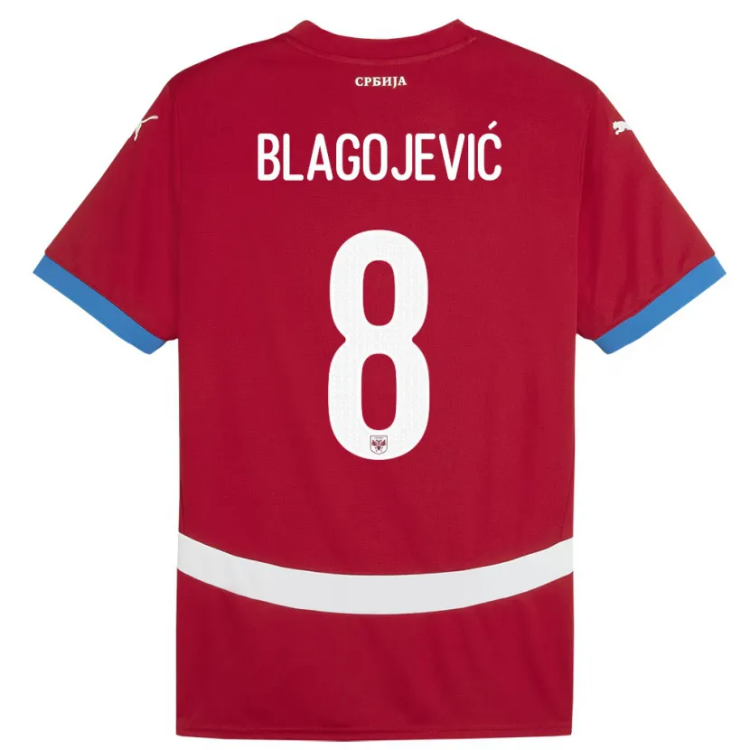 Danxen Enfant Maillot Serbie Dina Blagojevic #8 Rouge Tenues Domicile 24-26 T-Shirt