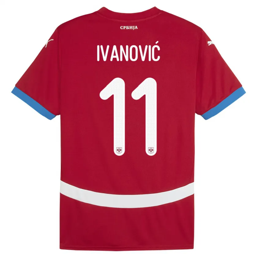 Danxen Enfant Maillot Serbie Miljana Ivanovic #11 Rouge Tenues Domicile 24-26 T-Shirt