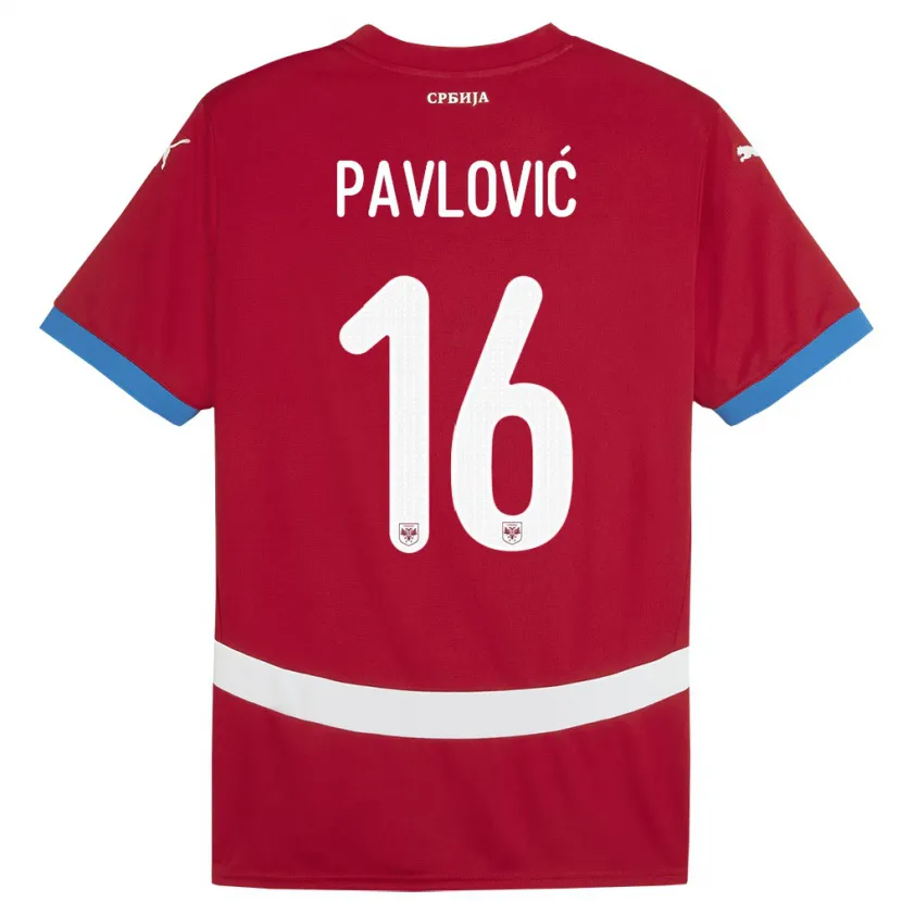 Danxen Enfant Maillot Serbie Sara Pavlovic #16 Rouge Tenues Domicile 24-26 T-Shirt