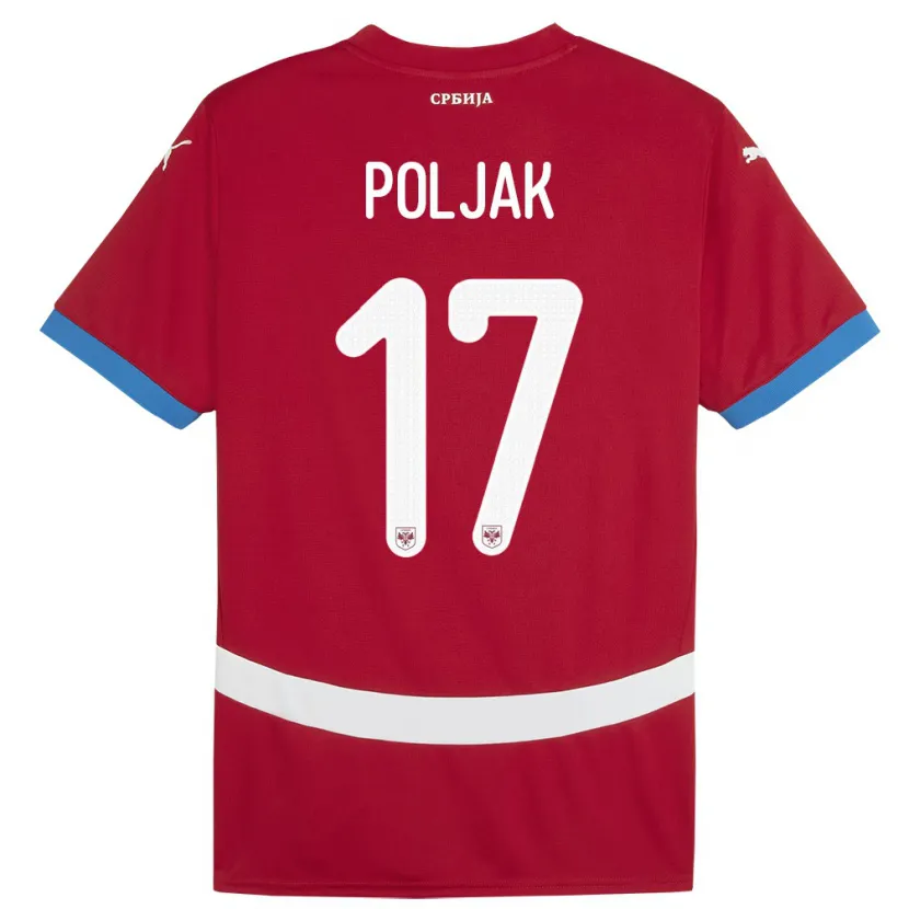 Danxen Enfant Maillot Serbie Allegra Poljak #17 Rouge Tenues Domicile 24-26 T-Shirt