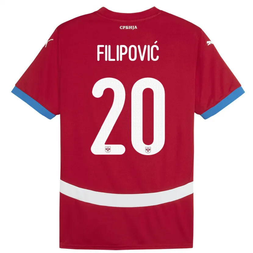 Danxen Enfant Maillot Serbie Tijana Filipovic #20 Rouge Tenues Domicile 24-26 T-Shirt