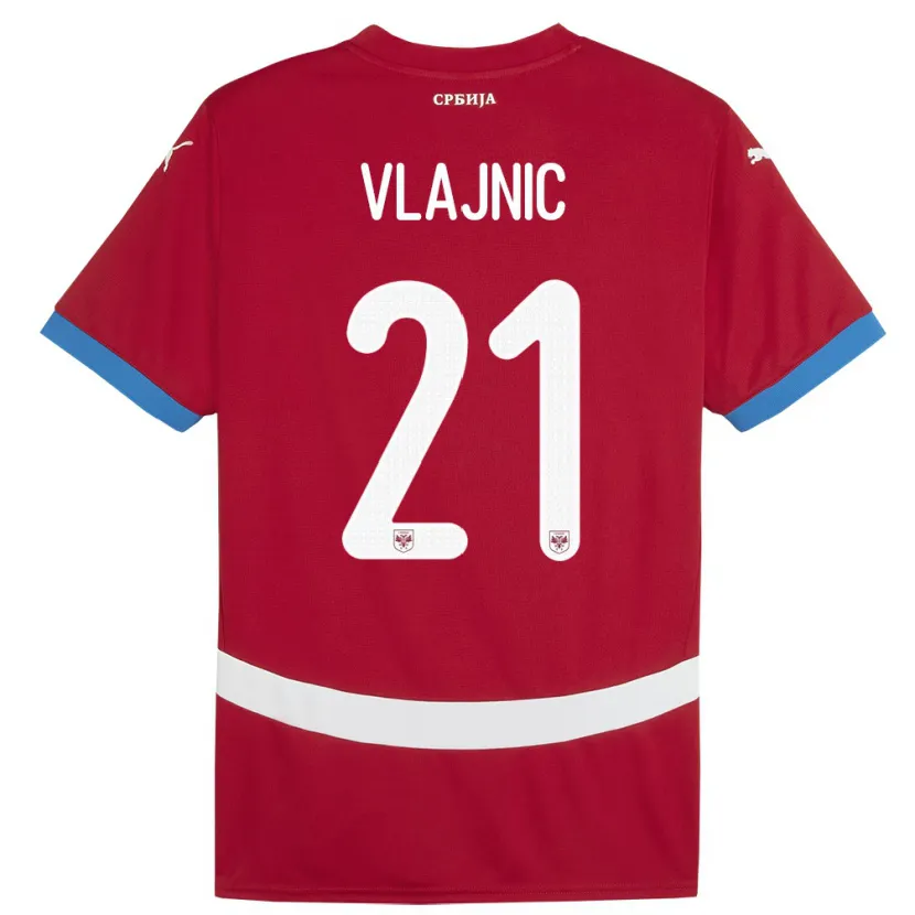 Danxen Enfant Maillot Serbie Tyla Jay Vlajnic #21 Rouge Tenues Domicile 24-26 T-Shirt