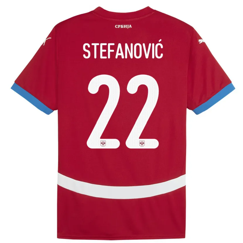 Danxen Enfant Maillot Serbie Dejana Stefanovic #22 Rouge Tenues Domicile 24-26 T-Shirt