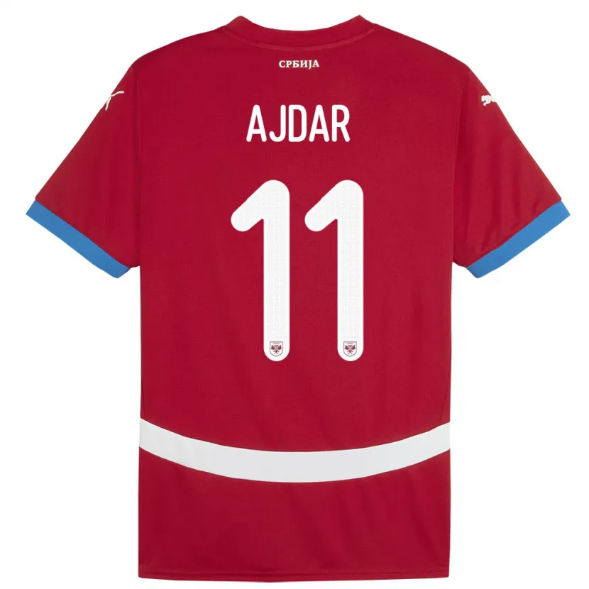 Danxen Enfant Maillot Serbie Ognjen Ajdar #11 Rouge Tenues Domicile 24-26 T-Shirt