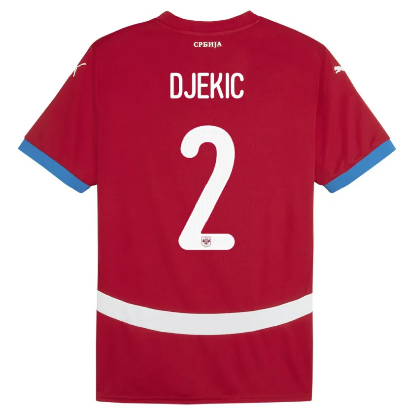 Danxen Enfant Maillot Serbie Djuro Giulio Djekic #2 Rouge Tenues Domicile 24-26 T-Shirt