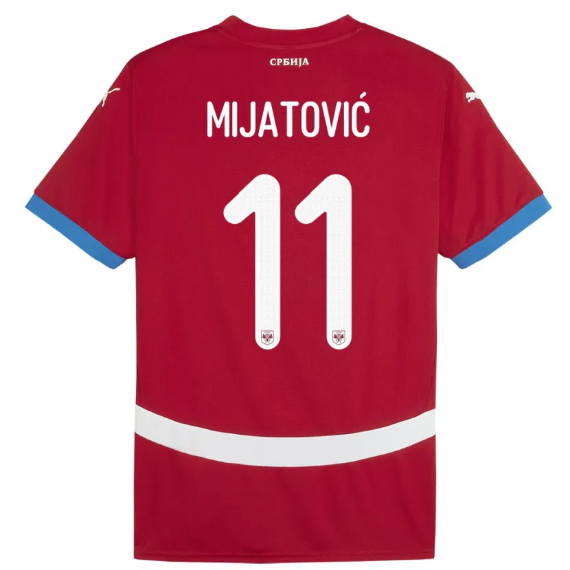 Danxen Enfant Maillot Serbie Jovan Mijatovic #11 Rouge Tenues Domicile 24-26 T-Shirt