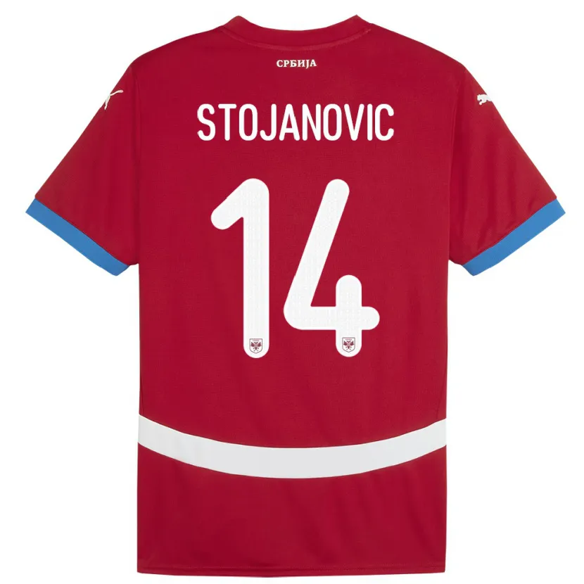 Danxen Enfant Maillot Serbie Matija Stojanovic #14 Rouge Tenues Domicile 24-26 T-Shirt
