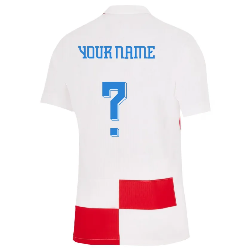 Danxen Enfant Maillot Croatie Votre Nom #0 Blanc Rouge Tenues Domicile 24-26 T-Shirt