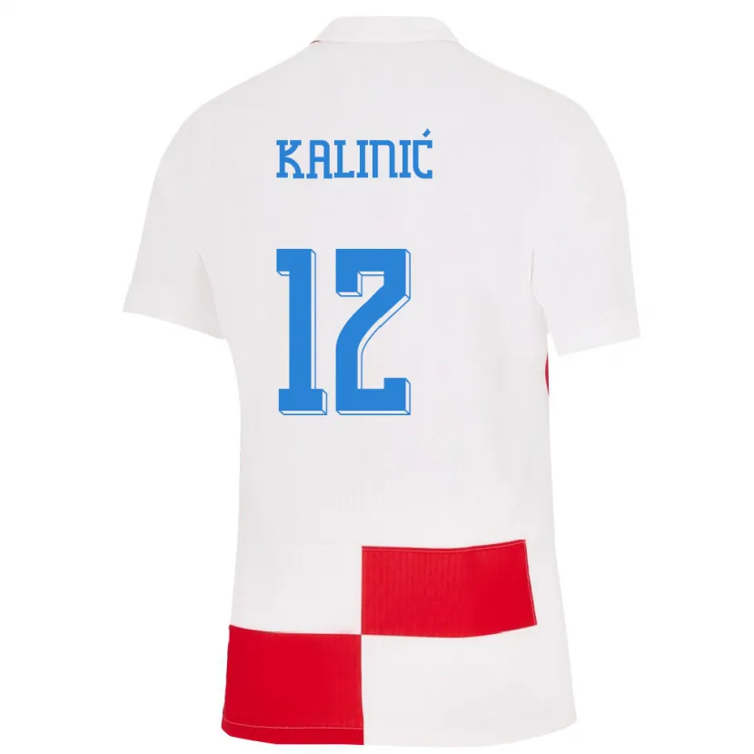Danxen Enfant Maillot Croatie Lovre Kalinic #12 Blanc Rouge Tenues Domicile 24-26 T-Shirt