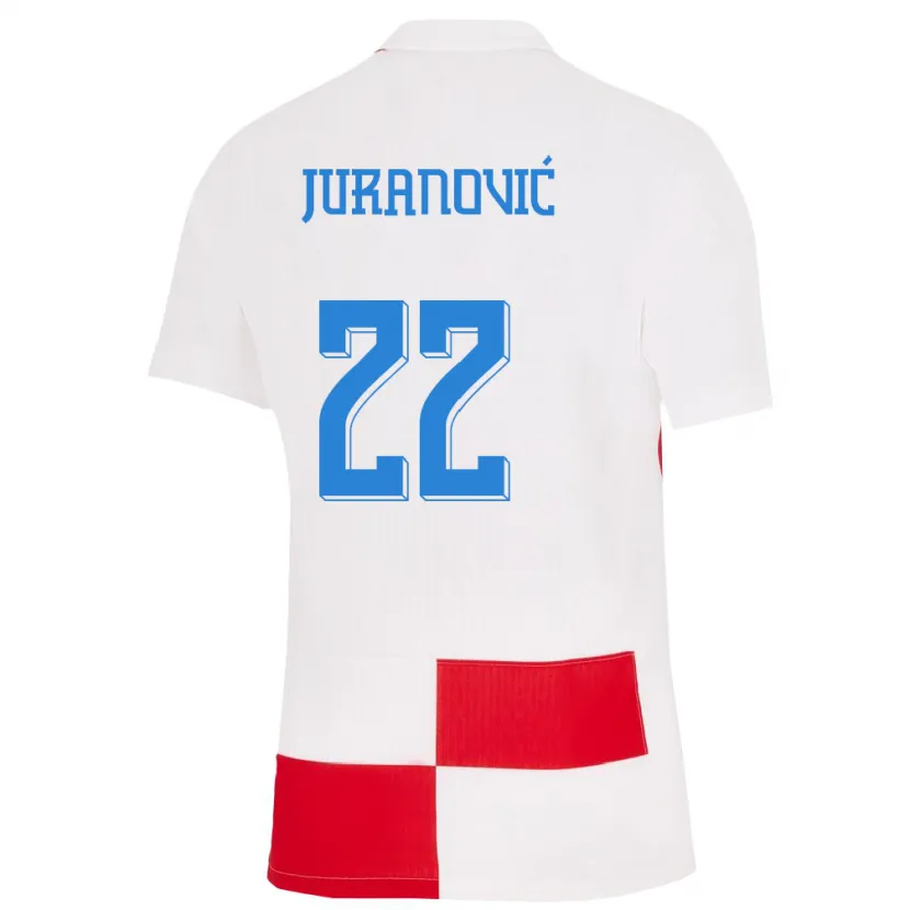 Danxen Enfant Maillot Croatie Josip Juranovic #22 Blanc Rouge Tenues Domicile 24-26 T-Shirt