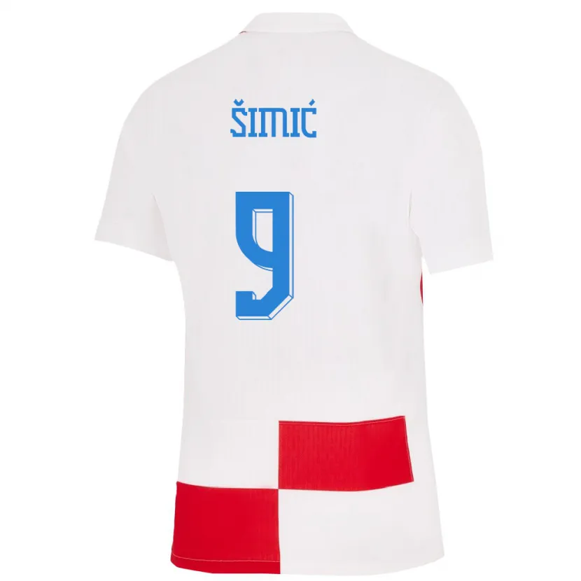 Danxen Enfant Maillot Croatie Roko Simic #9 Blanc Rouge Tenues Domicile 24-26 T-Shirt
