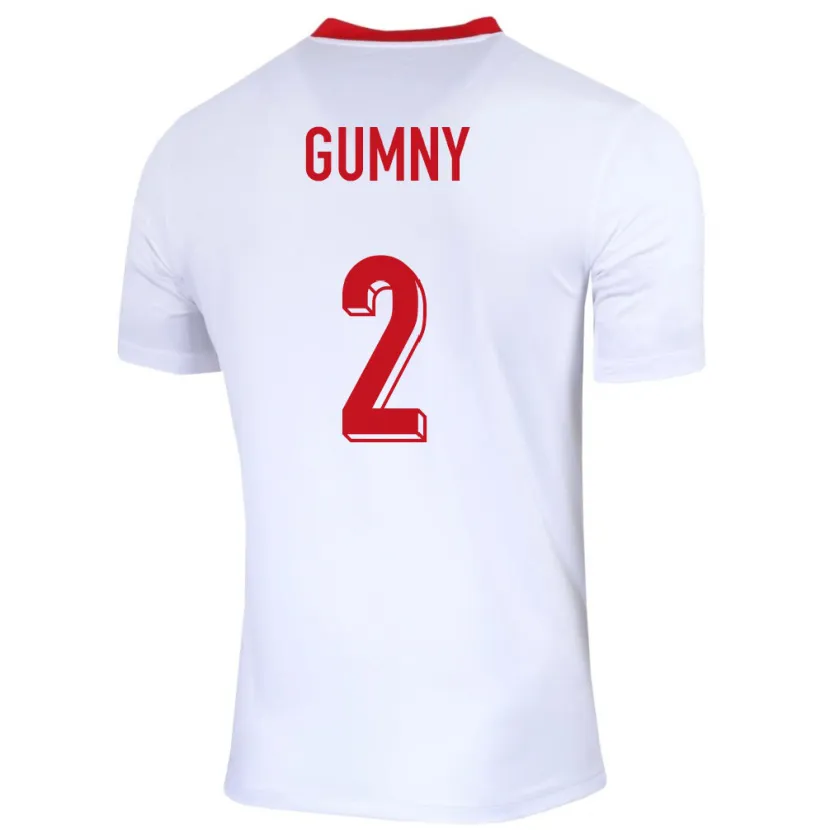 Danxen Enfant Maillot Pologne Robert Gumny #2 Blanc Tenues Domicile 24-26 T-Shirt