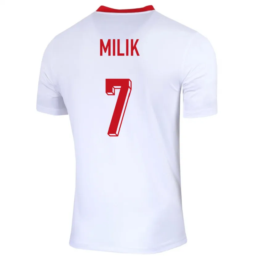 Danxen Enfant Maillot Pologne Arkadiusz Milik #7 Blanc Tenues Domicile 24-26 T-Shirt