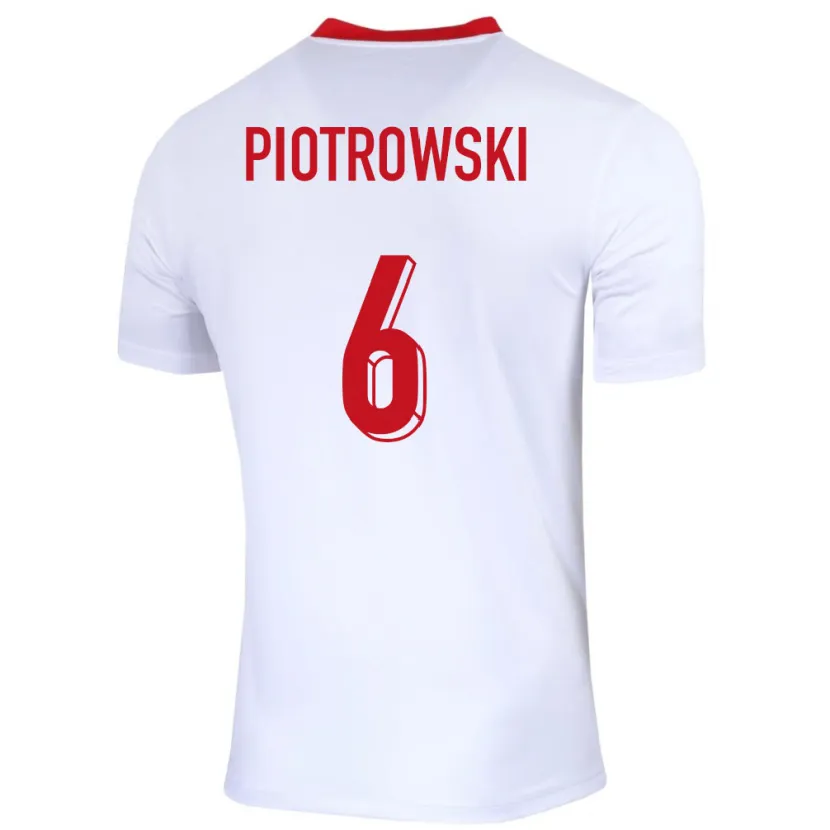Danxen Enfant Maillot Pologne Jakub Piotrowski #6 Blanc Tenues Domicile 24-26 T-Shirt