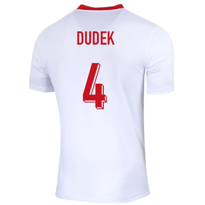 Danxen Enfant Maillot Pologne Paulina Dudek #4 Blanc Tenues Domicile 24-26 T-Shirt