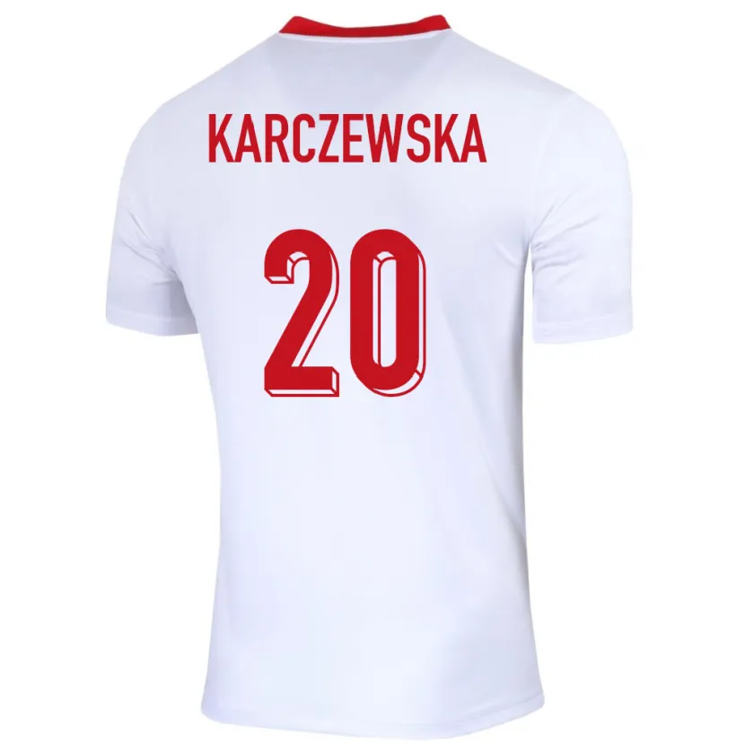 Danxen Enfant Maillot Pologne Nikola Karczewska #20 Blanc Tenues Domicile 24-26 T-Shirt