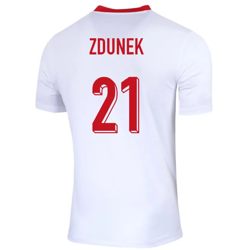 Danxen Enfant Maillot Pologne Emilia Zdunek #21 Blanc Tenues Domicile 24-26 T-Shirt