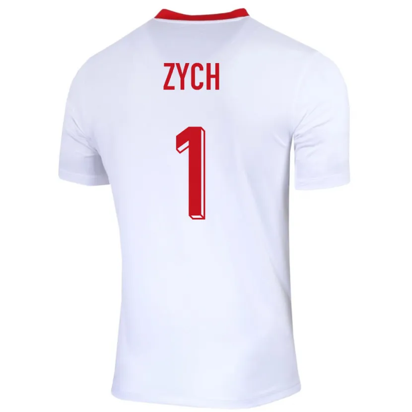 Danxen Enfant Maillot Pologne Oliwier Zych #1 Blanc Tenues Domicile 24-26 T-Shirt
