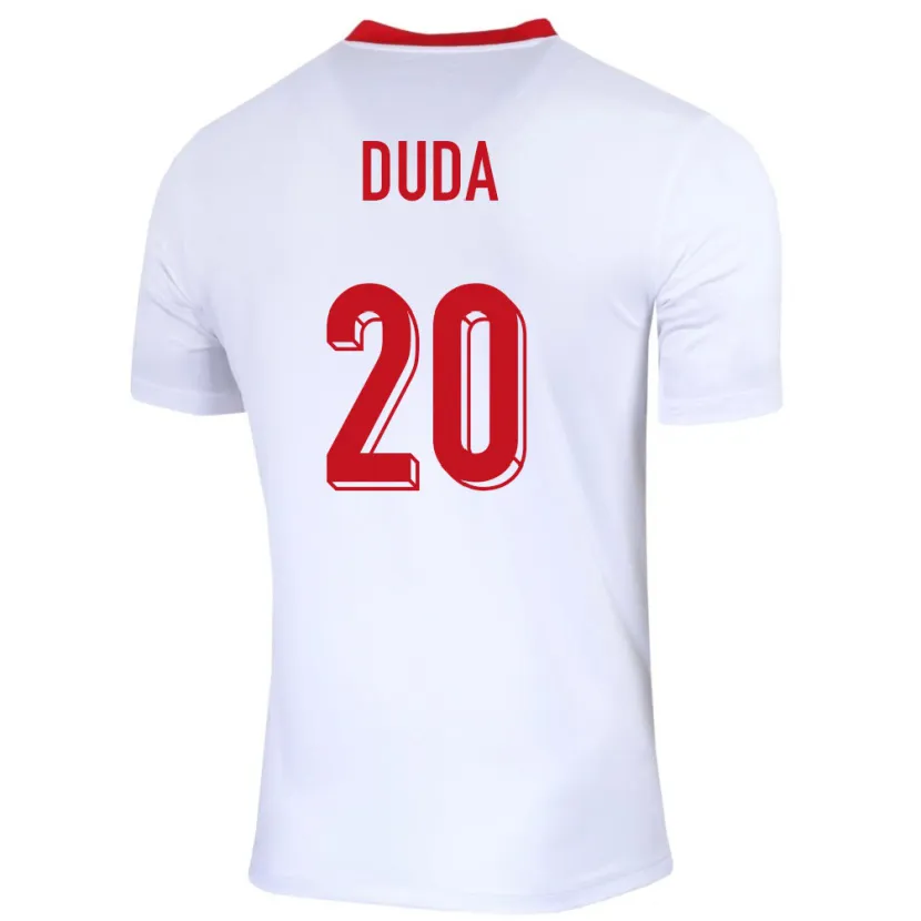 Danxen Enfant Maillot Pologne Kacper Duda #20 Blanc Tenues Domicile 24-26 T-Shirt