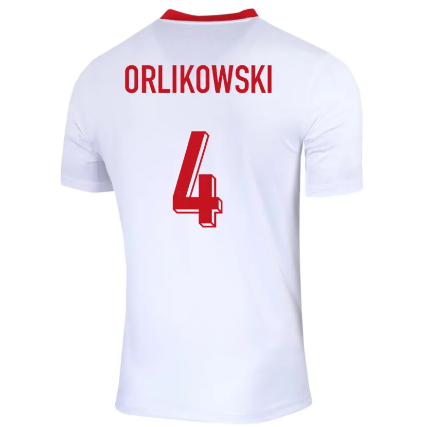 Danxen Enfant Maillot Pologne Igor Orlikowski #4 Blanc Tenues Domicile 24-26 T-Shirt