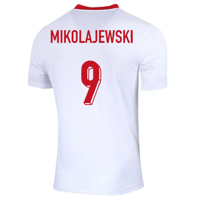 Danxen Enfant Maillot Pologne Daniel Mikolajewski #9 Blanc Tenues Domicile 24-26 T-Shirt