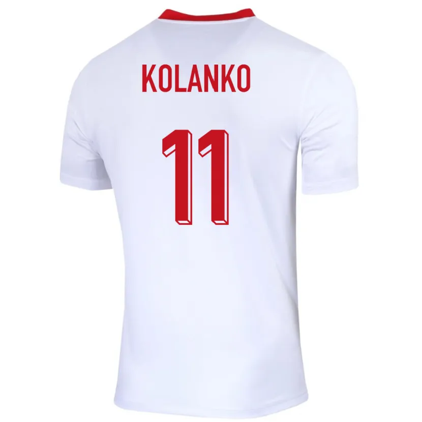 Danxen Enfant Maillot Pologne Krzysztof Kolanko #11 Blanc Tenues Domicile 24-26 T-Shirt