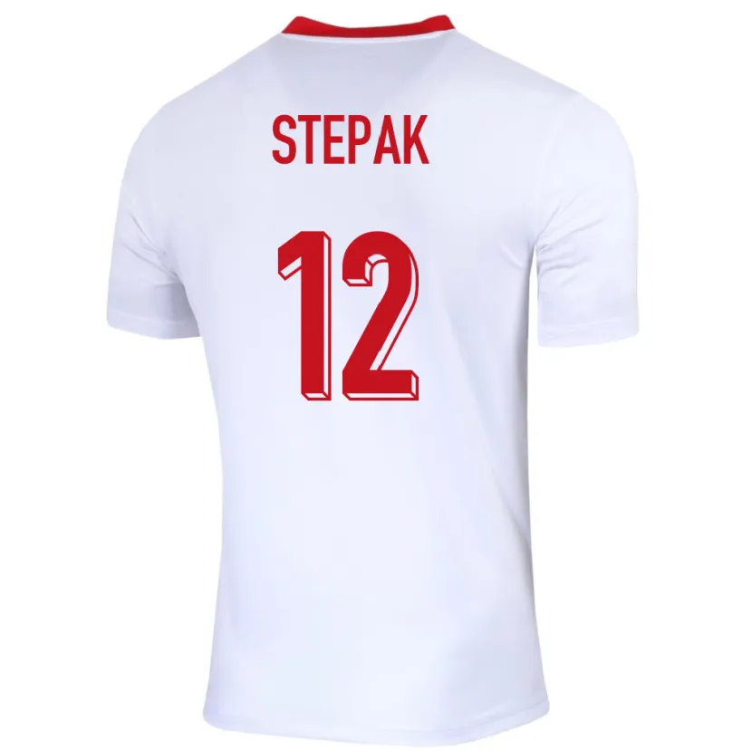Danxen Enfant Maillot Pologne Jakub Stepak #12 Blanc Tenues Domicile 24-26 T-Shirt