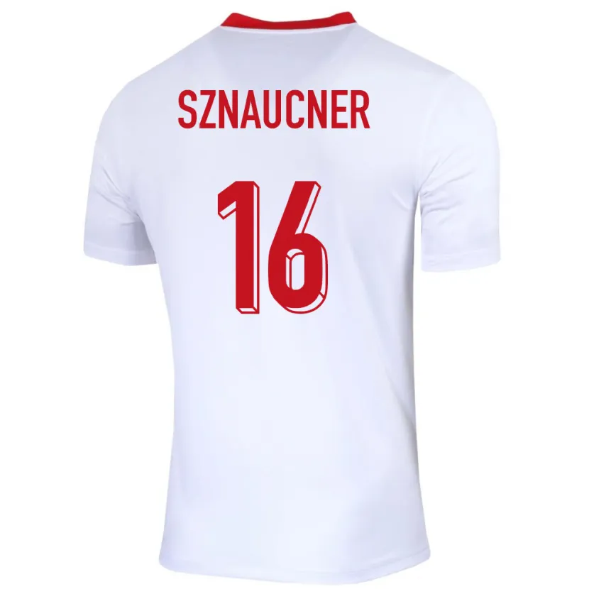 Danxen Enfant Maillot Pologne Maksymilian Sznaucner #16 Blanc Tenues Domicile 24-26 T-Shirt