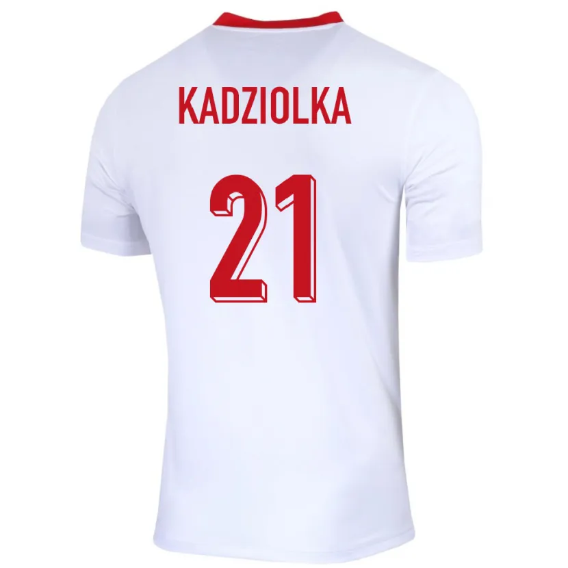 Danxen Enfant Maillot Pologne Szymon Kadziolka #21 Blanc Tenues Domicile 24-26 T-Shirt