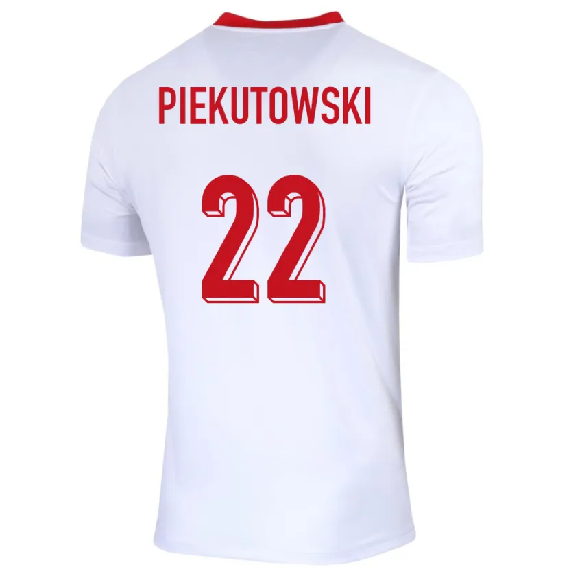 Danxen Enfant Maillot Pologne Milosz Piekutowski #22 Blanc Tenues Domicile 24-26 T-Shirt