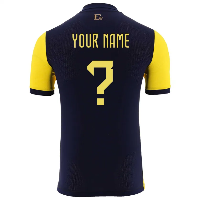 Danxen Enfant Maillot Équateur Votre Nom #0 Jaune Tenues Domicile 24-26 T-Shirt
