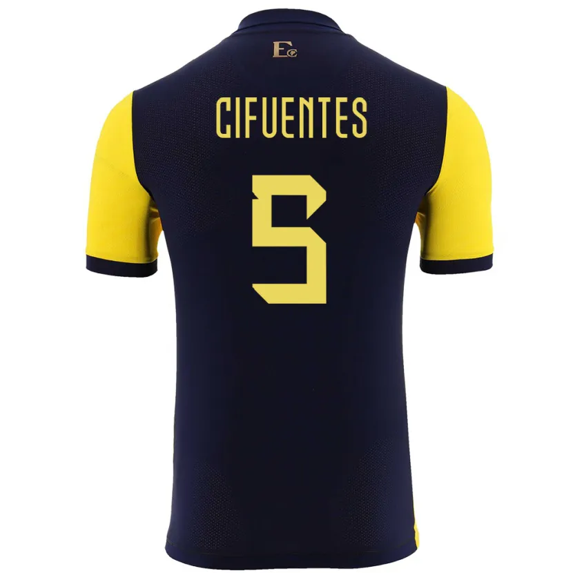 Danxen Enfant Maillot Équateur Jose Cifuentes #5 Jaune Tenues Domicile 24-26 T-Shirt