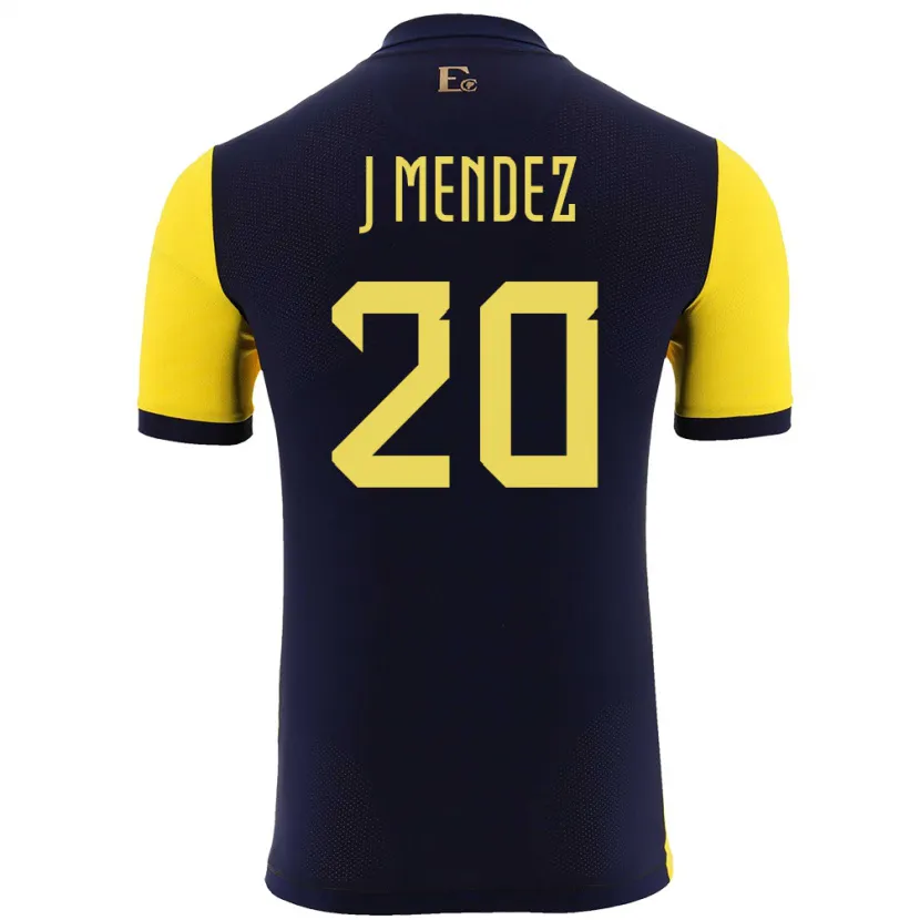 Danxen Enfant Maillot Équateur Jhegson Mendez #20 Jaune Tenues Domicile 24-26 T-Shirt