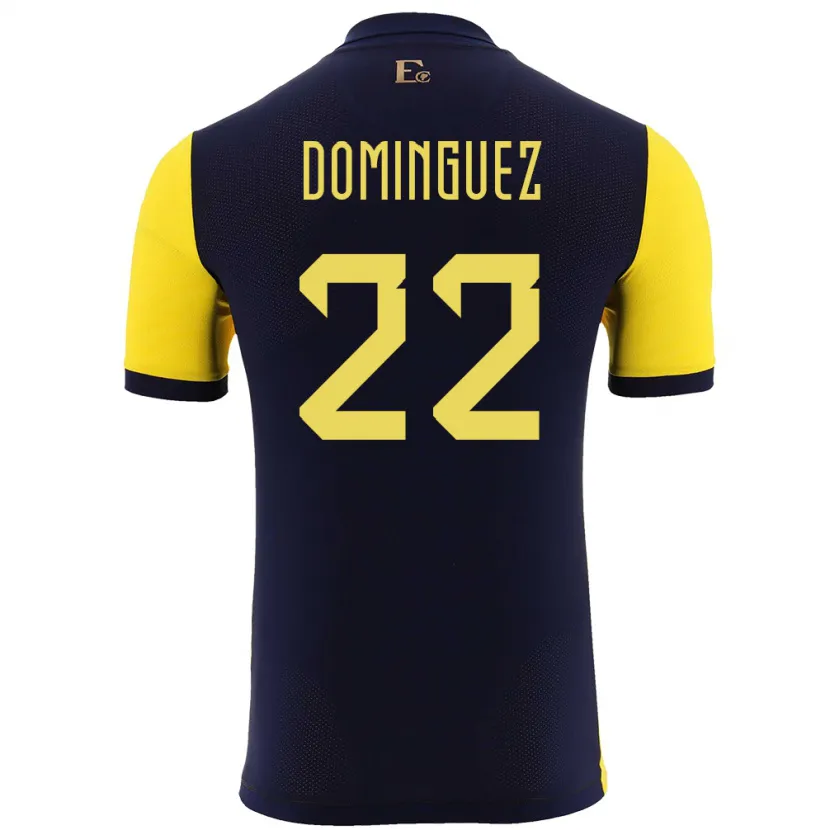 Danxen Enfant Maillot Équateur Alexander Dominguez #22 Jaune Tenues Domicile 24-26 T-Shirt