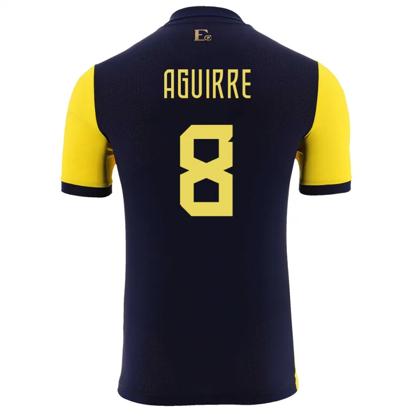 Danxen Enfant Maillot Équateur Marthina Aguirre #8 Jaune Tenues Domicile 24-26 T-Shirt