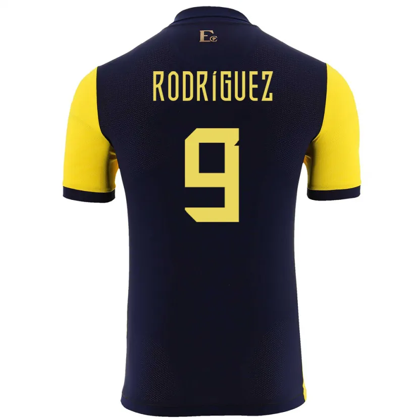 Danxen Enfant Maillot Équateur Ingrid Rodriguez #9 Jaune Tenues Domicile 24-26 T-Shirt