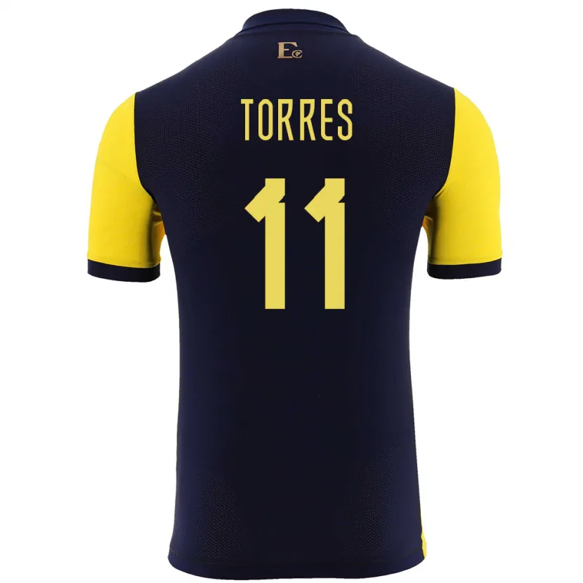 Danxen Enfant Maillot Équateur Ambar Torres #11 Jaune Tenues Domicile 24-26 T-Shirt