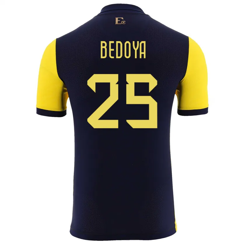 Danxen Enfant Maillot Équateur Jaydah Bedoya #25 Jaune Tenues Domicile 24-26 T-Shirt