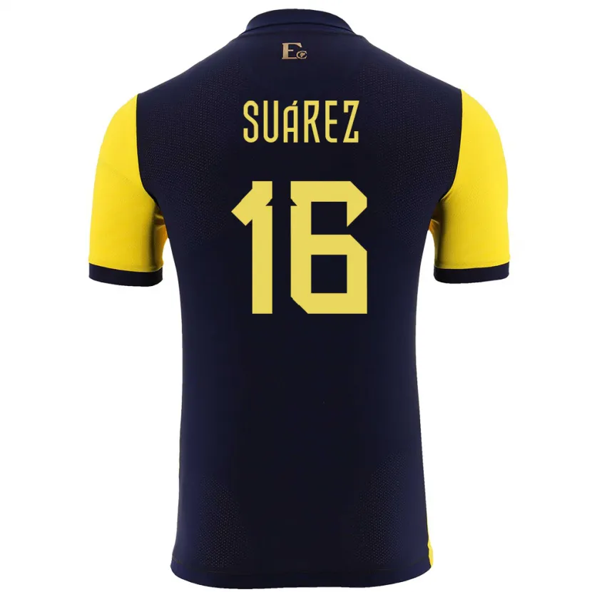 Danxen Enfant Maillot Équateur Ariel Suarez #16 Jaune Tenues Domicile 24-26 T-Shirt